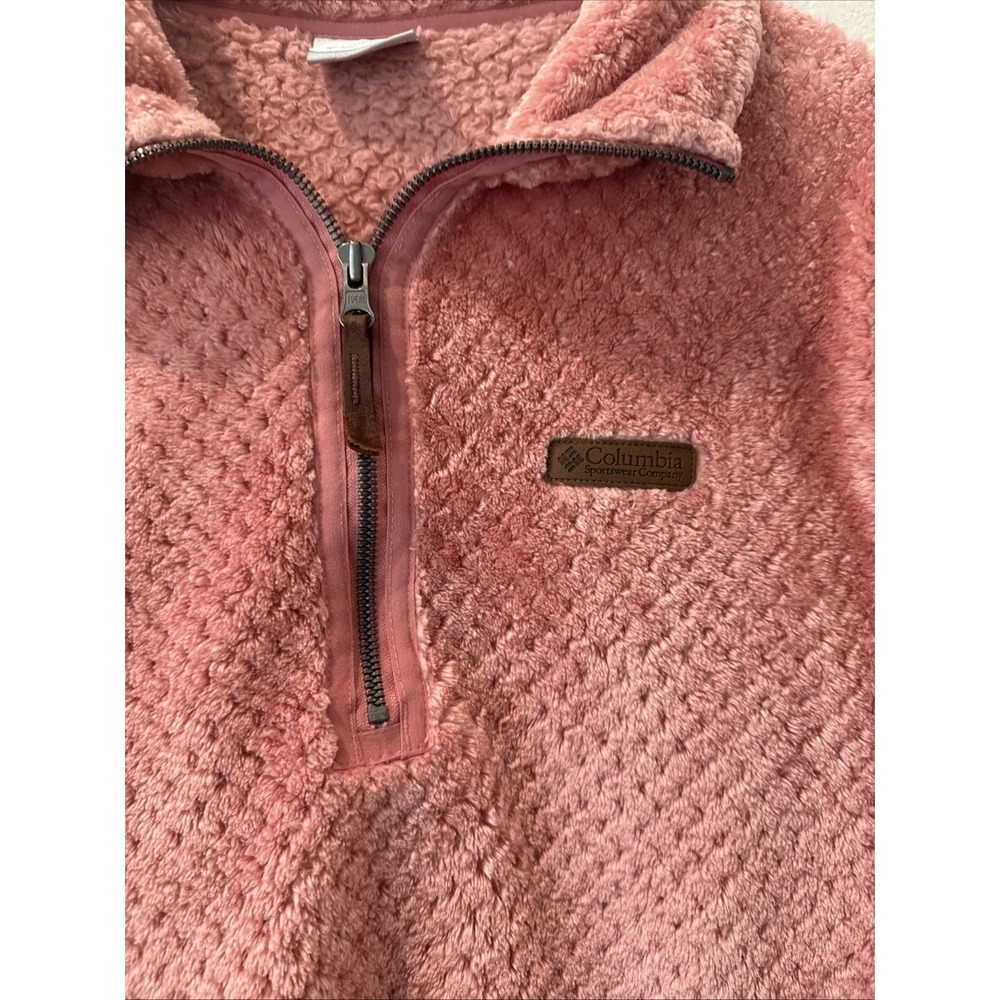 Columbia Fire Side Quarter Zip Pullover Sherpa Fleece Women's M, Blush/Salmon - Picture 2 of 5